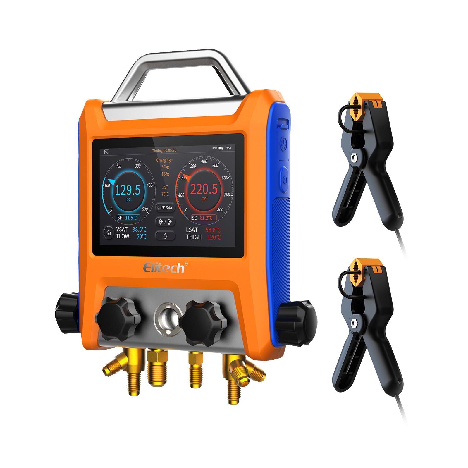 精創(chuàng)EMG-40V數(shù)字歧管儀4 閥門歧管壓力表帶真空傳感器溫度計(jì)夾